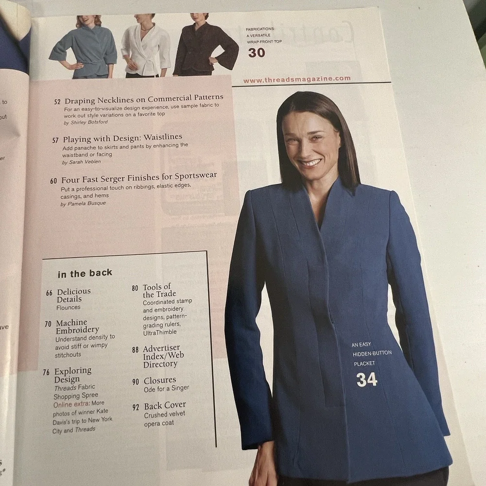 Threads Magazine' For People Who Love To Sew' Tailoring Quilting Fashion Crafts